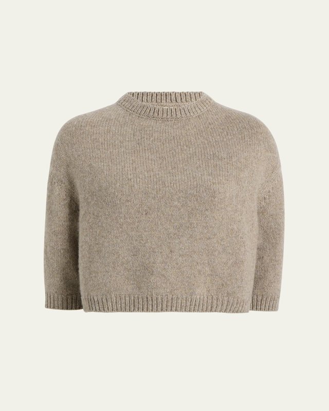 Sabina Cashmere Elbow-Sleeve Boxy Sweater